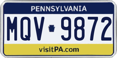 PA license plate MQV9872