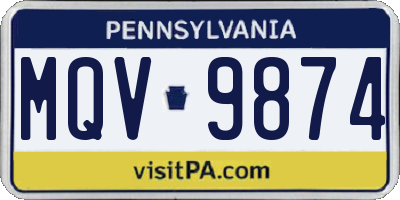 PA license plate MQV9874
