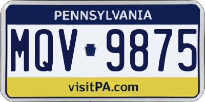 PA license plate MQV9875
