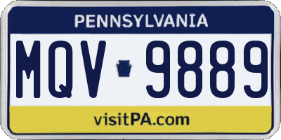 PA license plate MQV9889