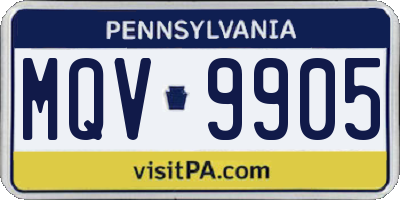 PA license plate MQV9905