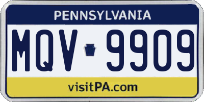 PA license plate MQV9909