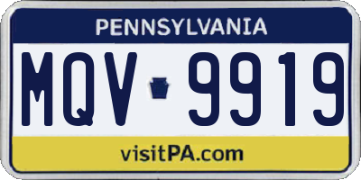 PA license plate MQV9919