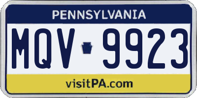 PA license plate MQV9923