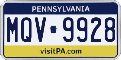 PA license plate MQV9928