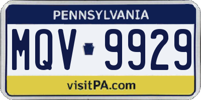 PA license plate MQV9929