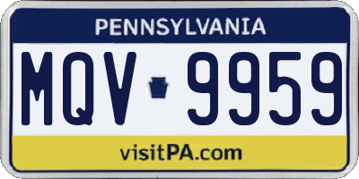 PA license plate MQV9959
