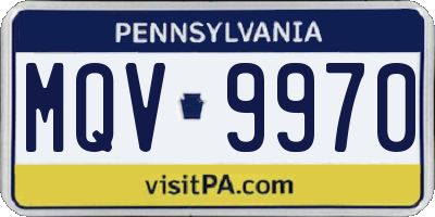PA license plate MQV9970