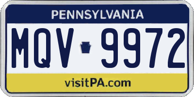 PA license plate MQV9972