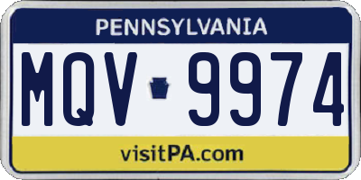 PA license plate MQV9974