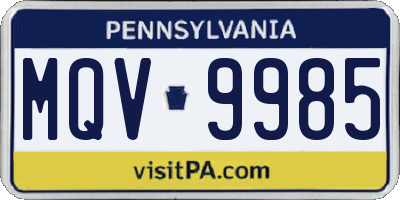 PA license plate MQV9985