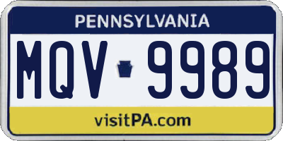 PA license plate MQV9989