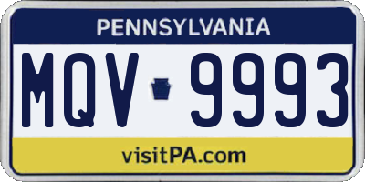 PA license plate MQV9993