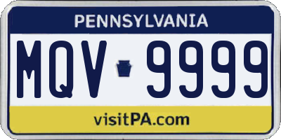 PA license plate MQV9999