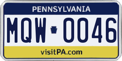 PA license plate MQW0046