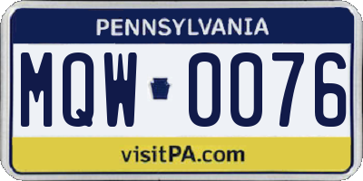 PA license plate MQW0076