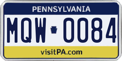 PA license plate MQW0084