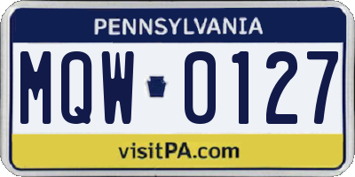 PA license plate MQW0127