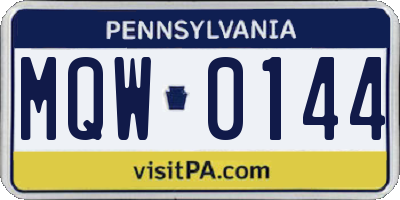 PA license plate MQW0144