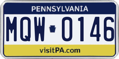 PA license plate MQW0146