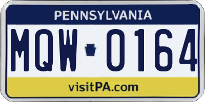 PA license plate MQW0164