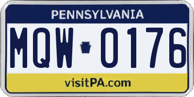 PA license plate MQW0176