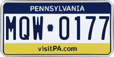 PA license plate MQW0177
