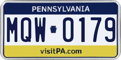 PA license plate MQW0179