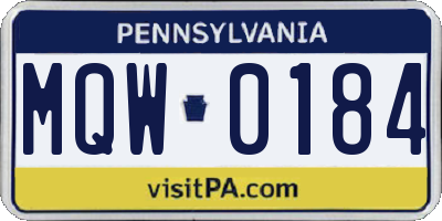 PA license plate MQW0184