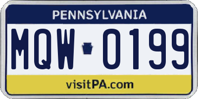 PA license plate MQW0199