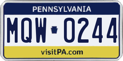 PA license plate MQW0244