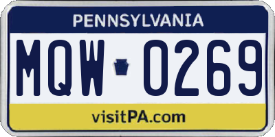 PA license plate MQW0269