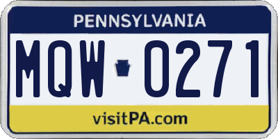 PA license plate MQW0271