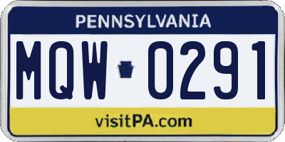PA license plate MQW0291
