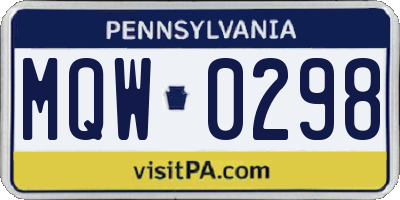 PA license plate MQW0298