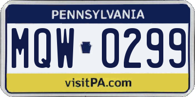 PA license plate MQW0299