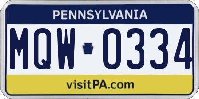 PA license plate MQW0334