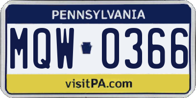 PA license plate MQW0366