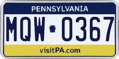 PA license plate MQW0367