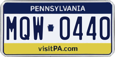 PA license plate MQW0440