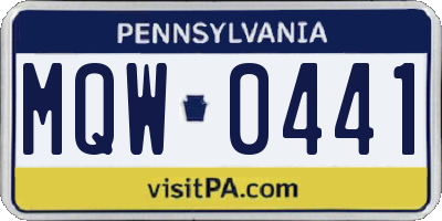 PA license plate MQW0441