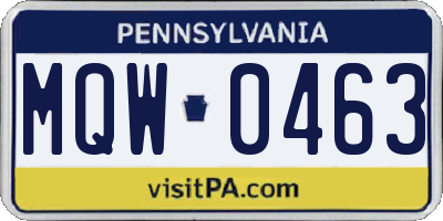 PA license plate MQW0463