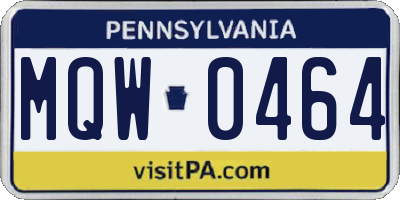 PA license plate MQW0464