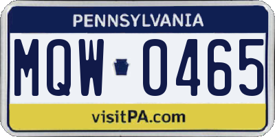 PA license plate MQW0465