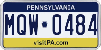 PA license plate MQW0484