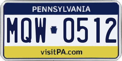 PA license plate MQW0512
