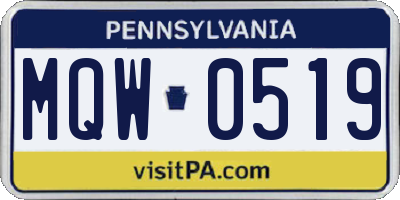 PA license plate MQW0519
