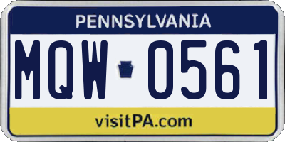 PA license plate MQW0561