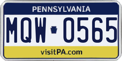 PA license plate MQW0565