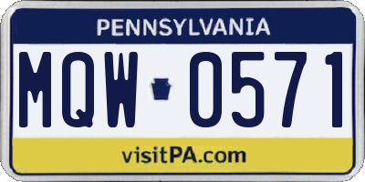 PA license plate MQW0571